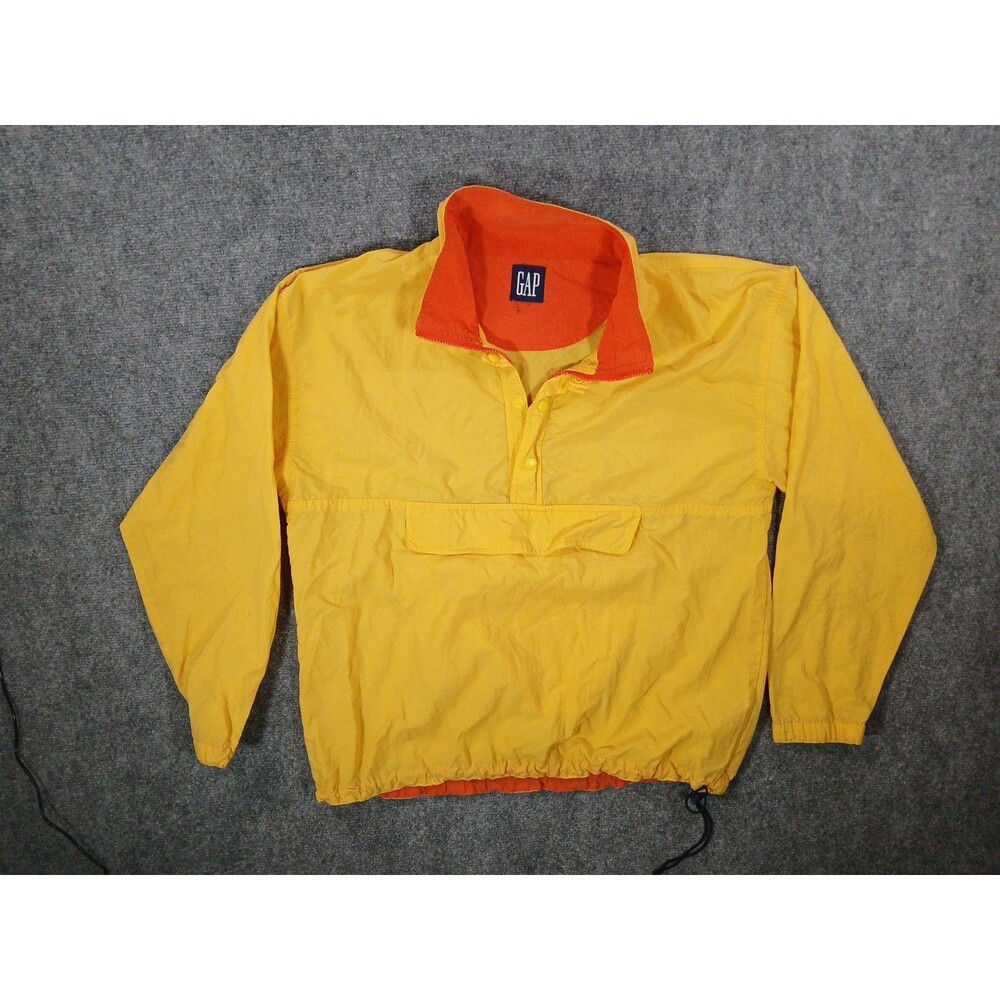 Vintage Gap Men’s Yellow Pullover Hoodie Size L Retro Casual